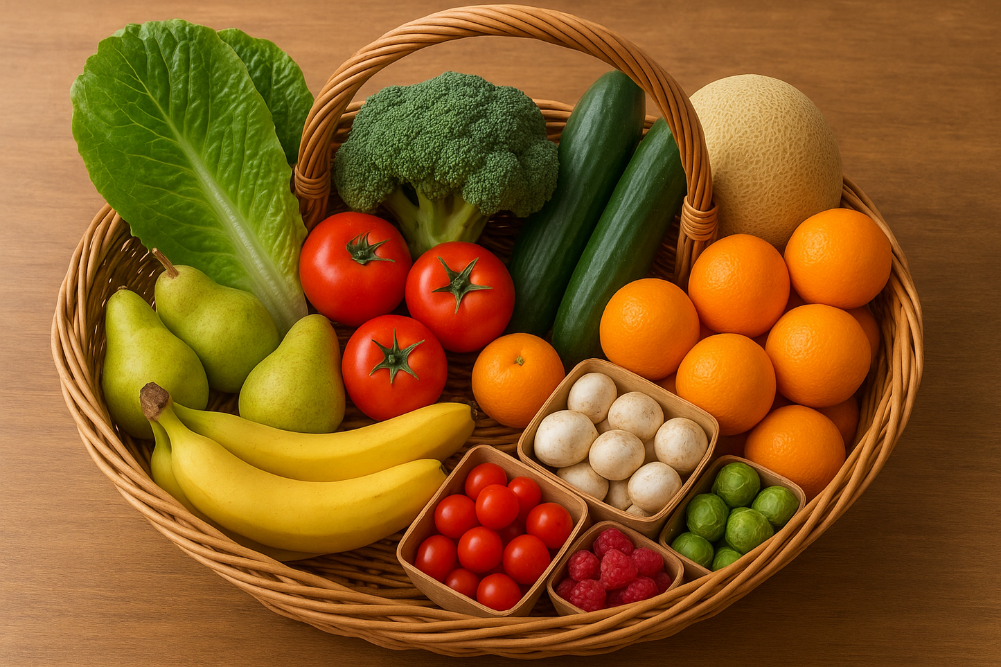 Gros panier de fruits et légumes